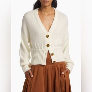 Farm Rio White Bubble Knit Cardigan in Off-White